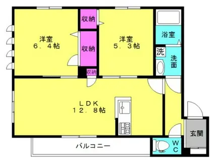 アルファエール(2LDK/3階)の間取り写真