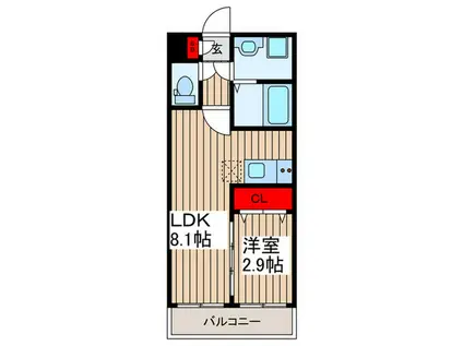ジーメゾン越谷大袋(1LDK/1階)の間取り写真