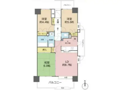 川口幸町パーク・ホームズ(3LDK/5階)の間取り写真