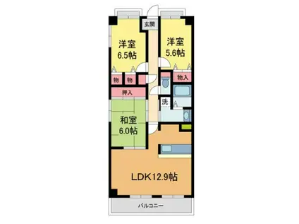 クレアール宝塚(3LDK/4階)の間取り写真