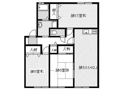 アメニティ原田B棟(3LDK/1階)の間取り写真