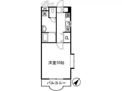 リーフコートII(1K/3階)の間取り写真