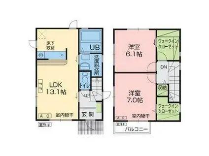 エール田向(2LDK/1階)の間取り写真