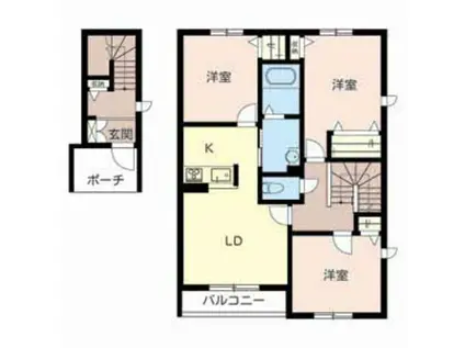 モンノール(3LDK/2階)の間取り写真