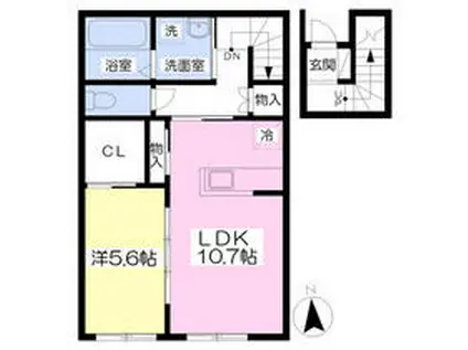 ラヴィータ(1LDK/2階)の間取り写真