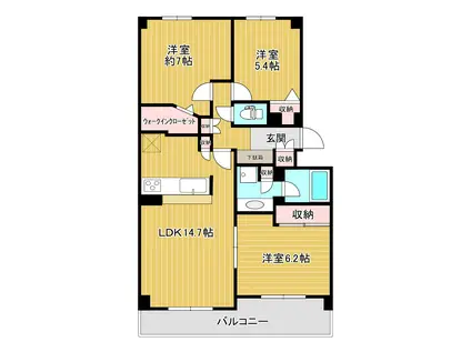 ユアコート東伏見弐番館(3LDK/3階)の間取り写真