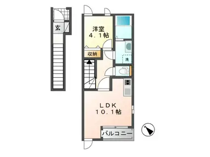 ＪＲ加古川線 社町駅 徒歩77分 2階建 築10年(1LDK/2階)の間取り写真