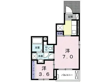 ピーズII(1LDK/1階)の間取り写真