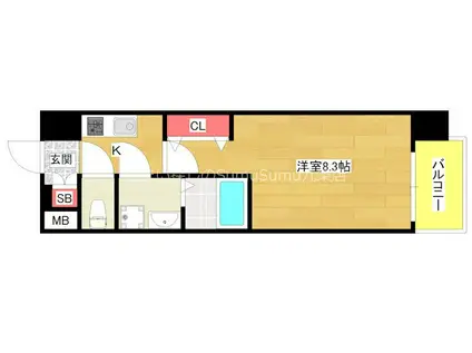 レジデンス大阪レトログラード(1K/4階)の間取り写真