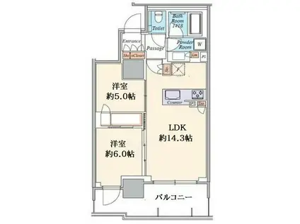 品川イーストシティタワー(2LDK/10階)の間取り写真