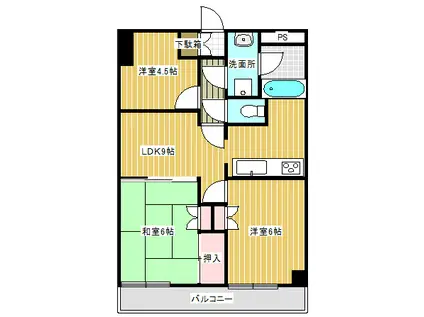 ライオンズマンション取手(3LDK/9階)の間取り写真
