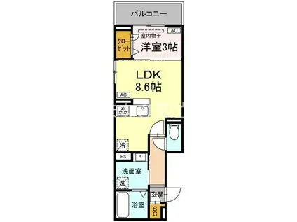 ルナジア(1LDK/2階)の間取り写真