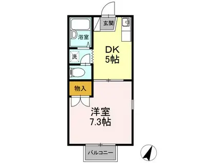 COZY・SPOTI棟(1DK/2階)の間取り写真