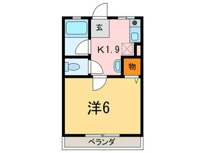 ハイツ岩城(1K/1階)の間取り写真