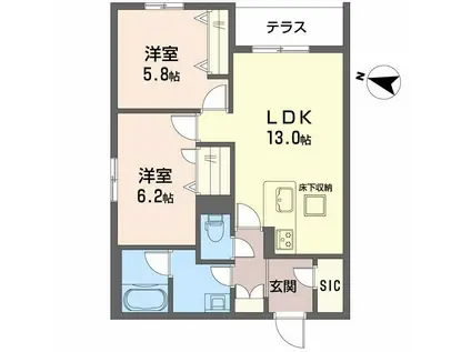 シャーメゾン ル リアン(2LDK/1階)の間取り写真