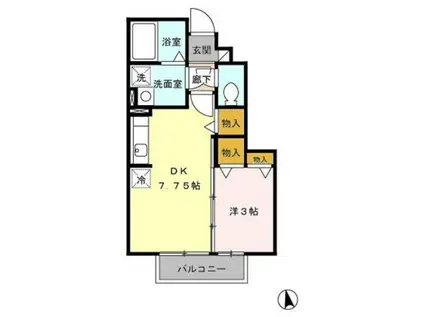 プログレッソ(1DK/1階)の間取り写真