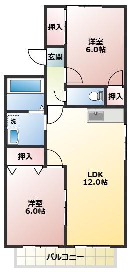 サンリバー(2LDK/2階)の間取り写真