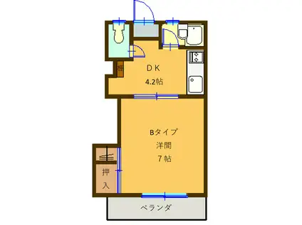 エステート鎌田I(1K/2階)の間取り写真
