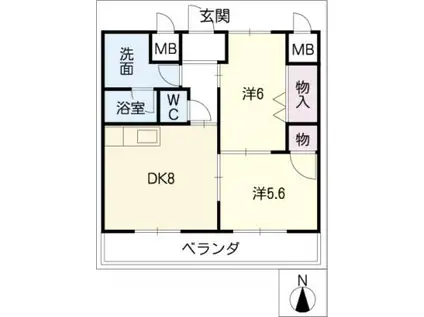 サンメゾン宮西(2DK/1階)の間取り写真