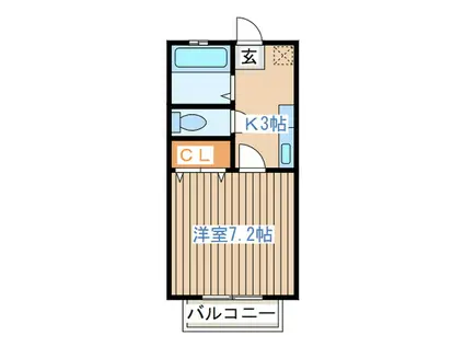 仙台市地下鉄南北線 泉中央駅 徒歩8分 2階建 築30年(1K/1階)の間取り写真