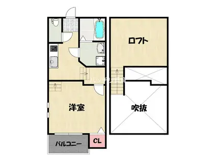 CREO筥松(1K/1階)の間取り写真