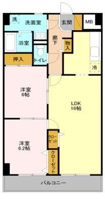 クレドール草加(2LDK/4階)の間取り写真