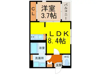 ARCA URBANA上飯田(1LDK/2階)の間取り写真