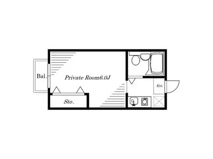 平塚新田第2ハイツ(1K/1階)の間取り写真