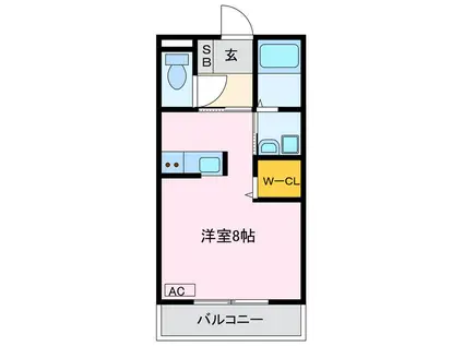ジュネス八ツ面 E(ワンルーム/2階)の間取り写真