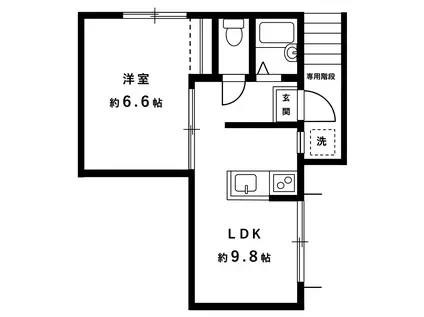 メゾンシャローム(1LDK/2階)の間取り写真