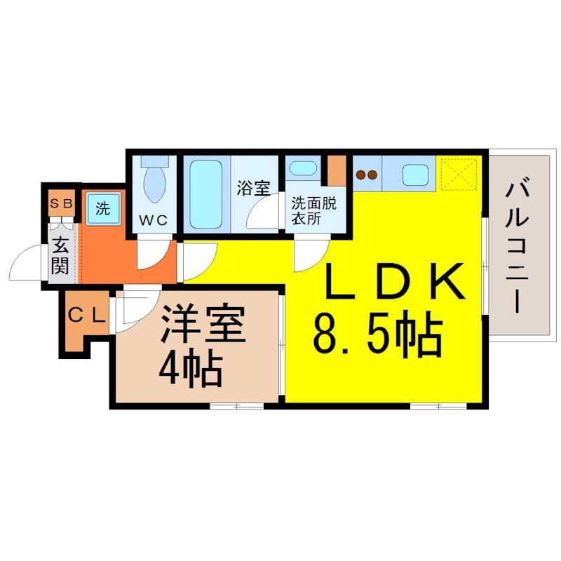LASANTE東別院(1LDK/4階)の間取り写真