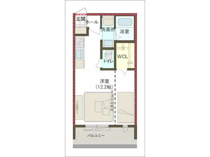 HONJO FLAT(ワンルーム/2階)の間取り写真