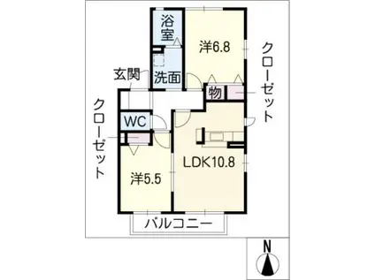 パークハイツA棟(2LDK/1階)の間取り写真