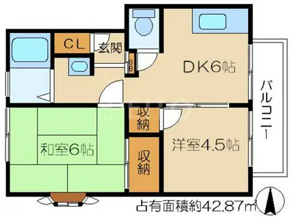 メゾンドヤーブ(2DK/2階)の間取り写真