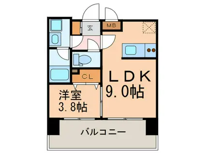 REGALO空港通(1LDK/7階)の間取り写真