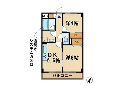 パークヒルズ鷺沼弐番館(1LDK/2階)の間取り写真