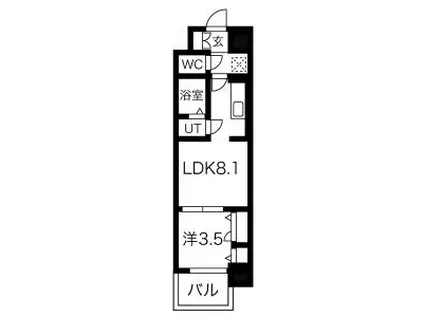 ファステート名古屋駅前アルティス(1LDK/8階)の間取り写真