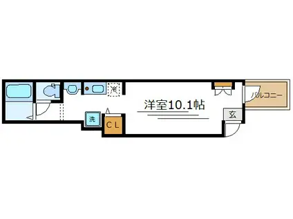 リアーレ竹ノ塚(ワンルーム/3階)の間取り写真