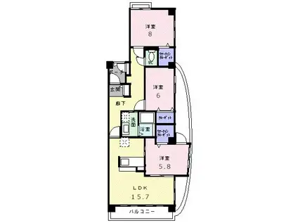 GRAND LEAGA(3LDK/2階)の間取り写真