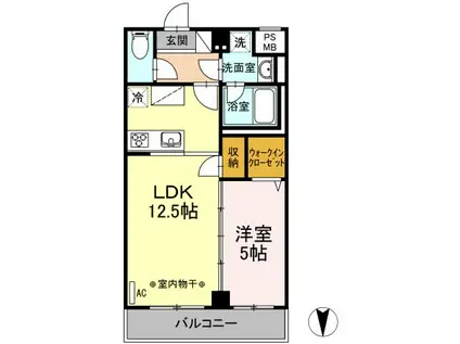 TERRACE WELLNESS(1LDK/2階)の間取り写真