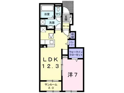 ディリジェントファイブD(1LDK/1階)の間取り写真