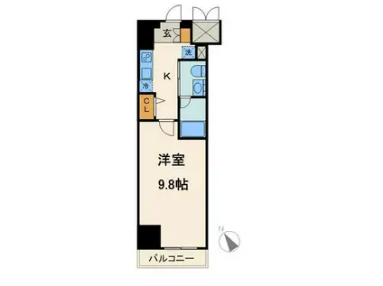 ジョイシティ蔵前(1K/9階)の間取り写真