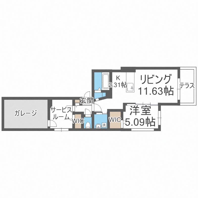ビッグレジデンス旭ヶ丘(1LDK/1階)の間取り写真