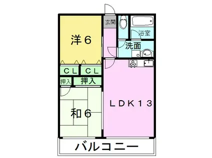 シャトレー翔・21(2LDK/2階)の間取り写真