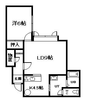 YELLOW JADE(1LDK/1階)の間取り写真