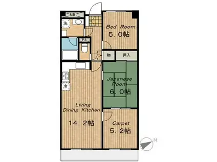 三田ナショナルコート(3LDK/5階)の間取り写真