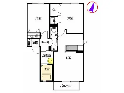 ライフステージ長嶺 A棟(2LDK/2階)の間取り写真