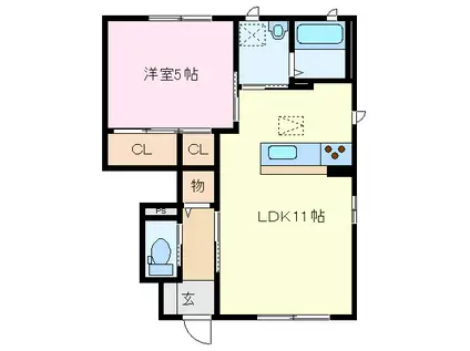 ガーデンフォレスト(1LDK/1階)の間取り写真