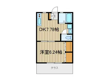 ユタカハイムIII(1DK/2階)の間取り写真