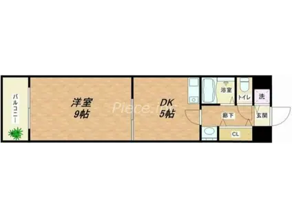 グリーンプラザ瓦町(1DK/5階)の間取り写真